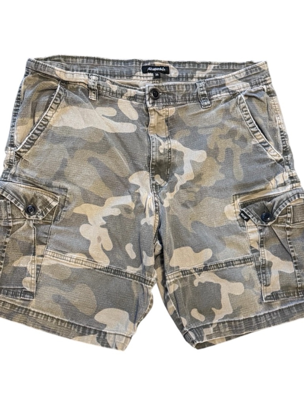Aeropostale Men’s Camo Cargo Shorts - Olive Tan Gray
